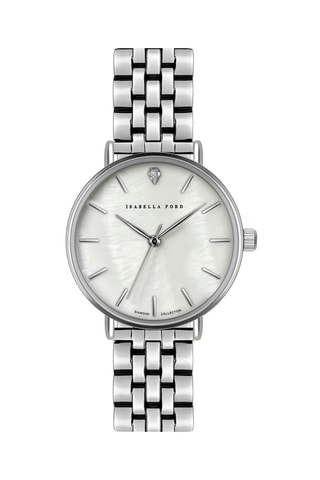 Montre à quartz en acier, nacre et diamant Kendra