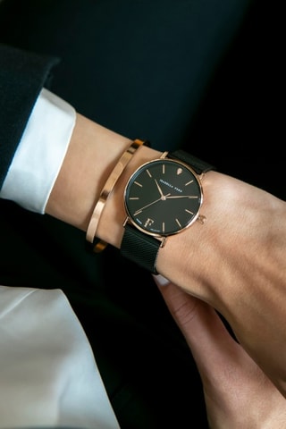 Montre à quartz en acier et diamant Naomi