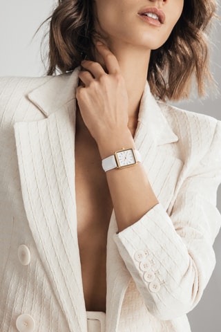 Montre à quartz en cuir et diamant Charlotte