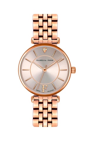Montre à quartz en acier et diamant