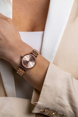 Montre à quartz en acier et diamant