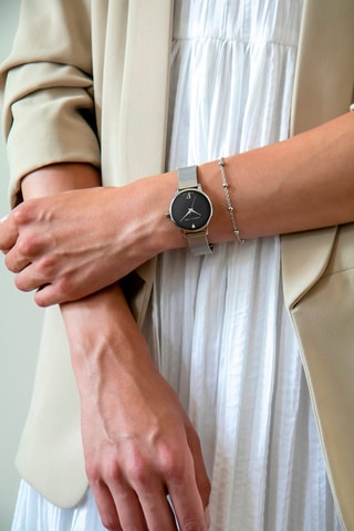 Coffret montre à quartz et bracelet en acier et diamant Infinity