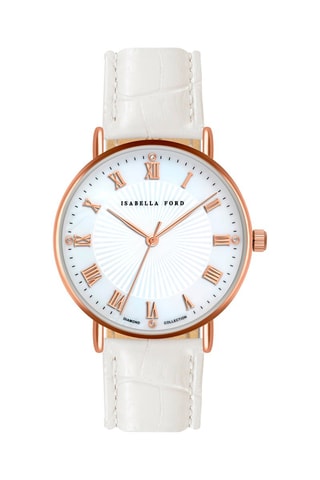Montre à quartz en cuir, nacre et diamants Chloé