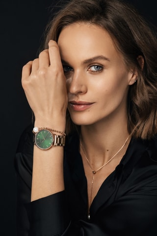 Montre à quartz en acier et diamant Clementine