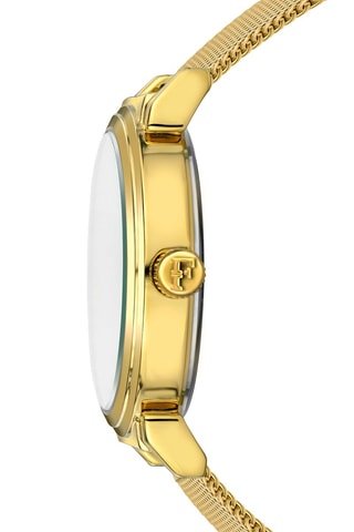 Montre à quartz en acier, diamant et nacre Barbara - Doré et blanc