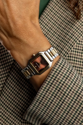 Montre à quartz en acier et diamant - Doré et argenté - Monica Monaco