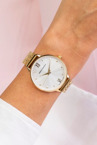 Montre à quartz en acier et diamants - Doré et argenté - Monica Monaco