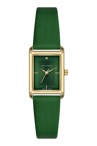 Montre à quartz en cuir et diamant - Doré - Monica Monaco