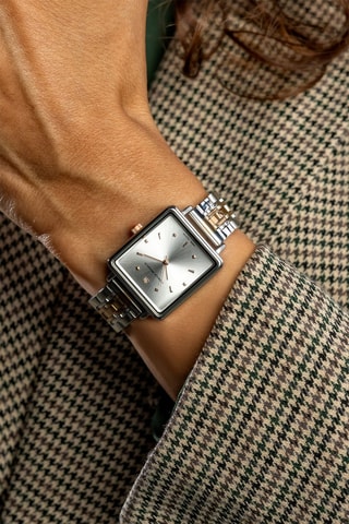 Montre à quartz en acier et diamant - Doré rose et argenté - Monica Monaco