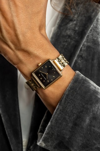Montre à quartz en acier et diamant - Doré et noir - Monica Monaco
