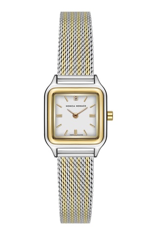 Montre à quartz en acier et diamant - Doré et argenté - Monica Monaco