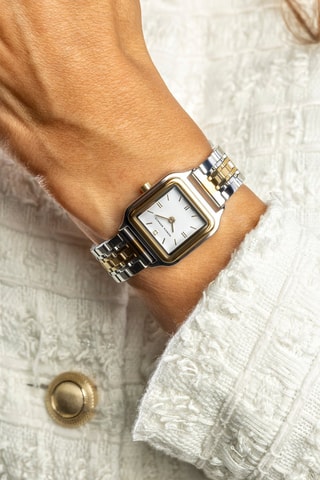 Montre à quartz en acier et diamant - Doré et argenté - Monica Monaco
