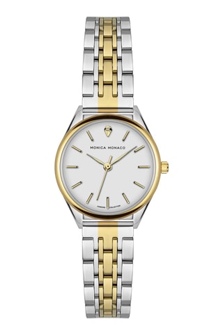 Montre à quartz en acier et diamant - Doré et argenté - Monica Monaco