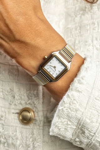 Montre à quartz en acier et diamant - Doré et argenté - Monica Monaco