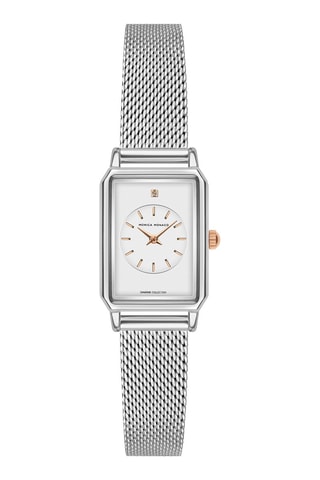 Montre à quartz en acier et diamant - Argenté et doré rose - Monica Monaco