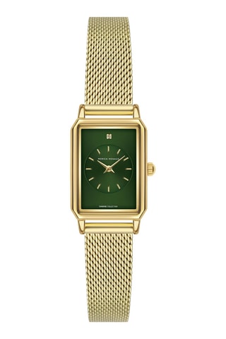 Montre à quartz en acier et diamant - Doré et vert - Monica Monaco