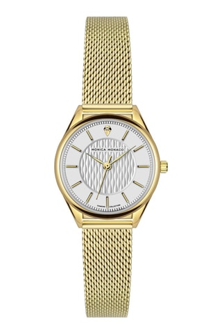 Montre à quartz en acier et diamant - Doré et blanc - Monica Monaco