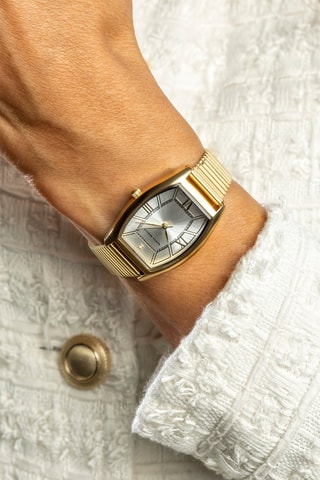 Montre à quartz en acier et diamant - Doré et argenté - Monica Monaco