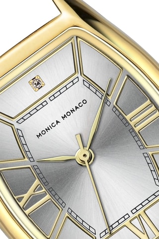 Montre à quartz en acier et diamant - Doré et argenté - Monica Monaco