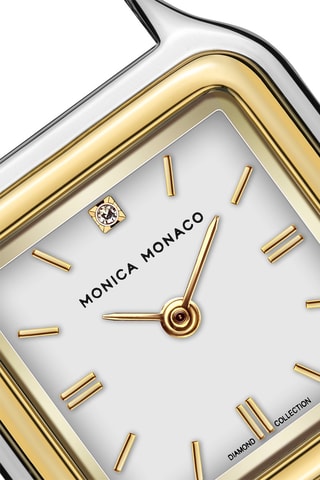 Montre à quartz en acier et diamant - Doré et argenté - Monica Monaco