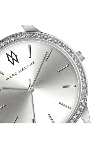 Montre à quartz en cuir et plaqué ion argent Julia - Noir et argenté - Marc Malone