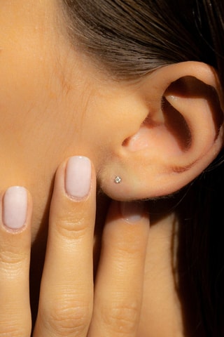 Puces Single diamond - Or blanc et diamants