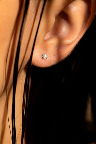 Puces Single Diamond Or blanc et diamants