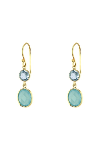 Boucles d'oreilles - Argent plaqué or jaune, topazes et calcédoines