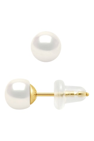 Puces Or jaune et perles de culture d'eau douce
