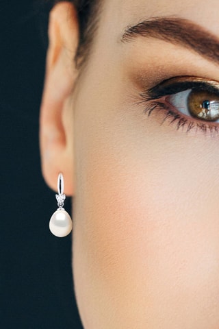 Boucles d'oreilles - Argent, zirconiums et perles de culture d'eau douce