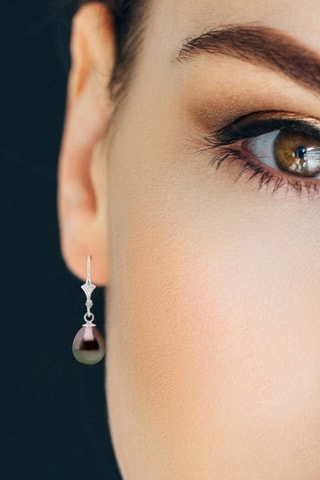 Boucles d'oreilles - Or blanc et perles de culture de Tahiti