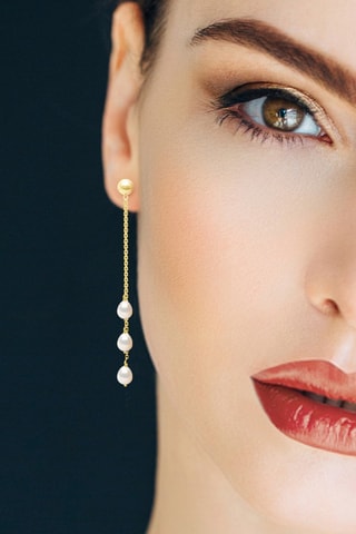 Boucles d'oreilles - Argent plaqué or jaune et perles d'eau douce