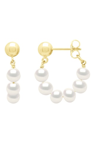 Boucles d'oreilles - Argent plaqué or jaune et perles d'eau douce