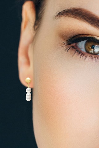 Boucles d'oreilles - Argent plaqué or jaune et perles d'eau douce