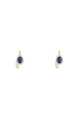 Puces Marquise dorée Saphir Or jaune, or blanc et saphirs