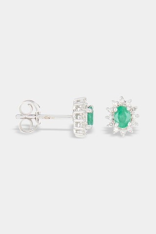 Puces Etoile Or blanc, diamants et émeraudes