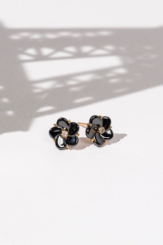 Puces Fleur Or jaune, céramique et diamants