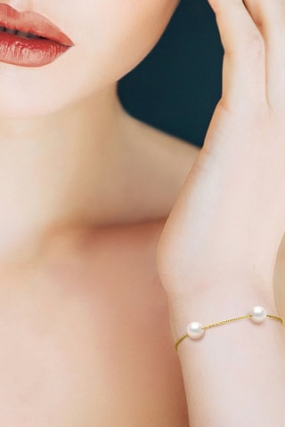 Bracelet - Argent plaqué or jaune et perles d'eau douce