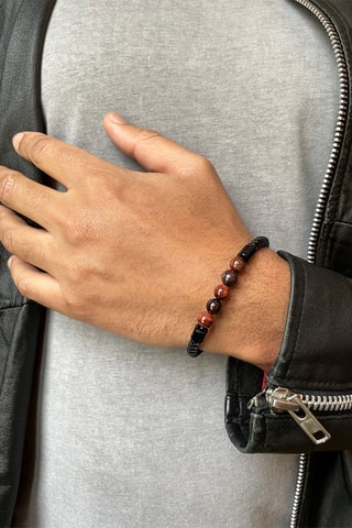 Bracelet Cuir et œils-de-tigre