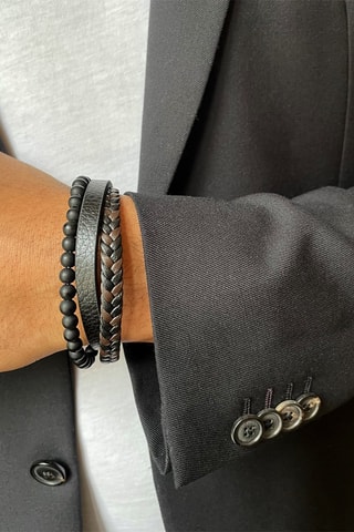 Bracelet Cuir et pierres de lave