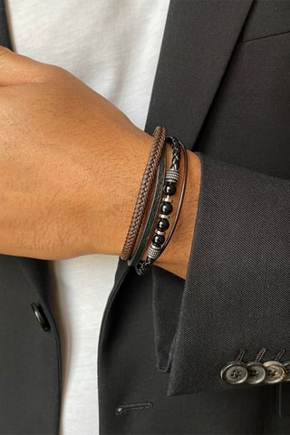 Bracelet Cuir et onyx
