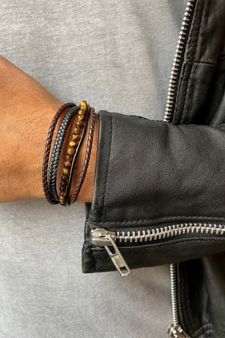 Bracelet Cuir et œils-de-tigre