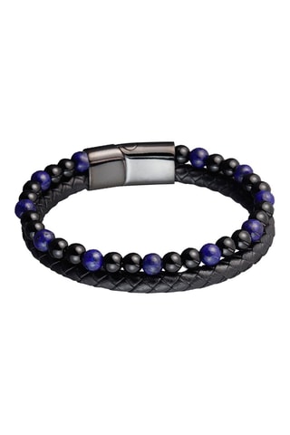Bracelet Cuir, lapis-lazulis et pierres de lave