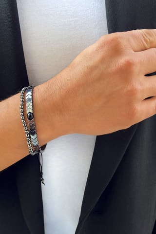 2 bracelets Noir et argenté