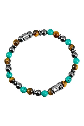 Bracelet -
Hématites, œils-de-tigre et turquoises