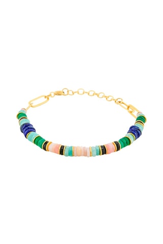 Bracelet doré à l'or fin jaune - Onyx, amazonite, lapis-lazuli et opale