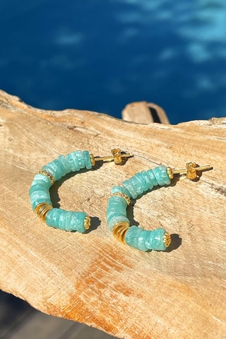 Boucles d'oreilles dorées à l'or fin jaune - Turquoise