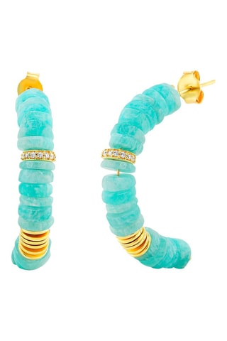 Boucles d'oreilles dorées à l'or fin jaune - Turquoise