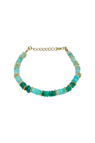 Bracelet doré à l'or fin jaune - Onyx et amazonites