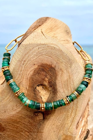 Bracelet doré à l'or fin jaune - Emeraudes